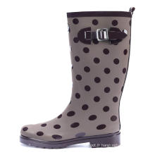 Nouvelle mode conçue conçue pour femmes kaki pointe imperméable en caoutchouc chaussures de pluie bottes de genou